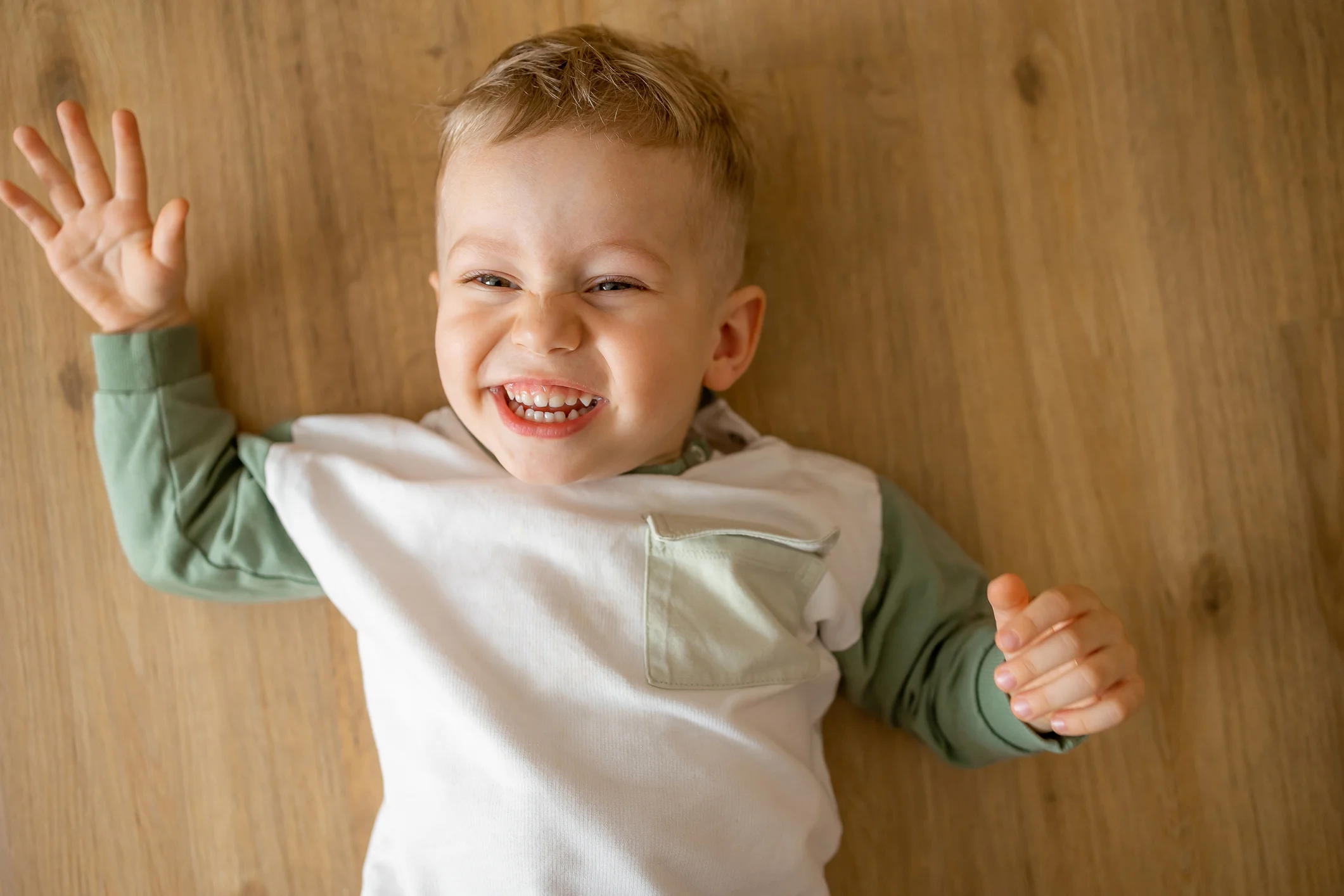 Happy laughing toddler boy