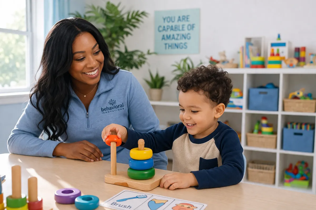 Therapist and child during an ABA session