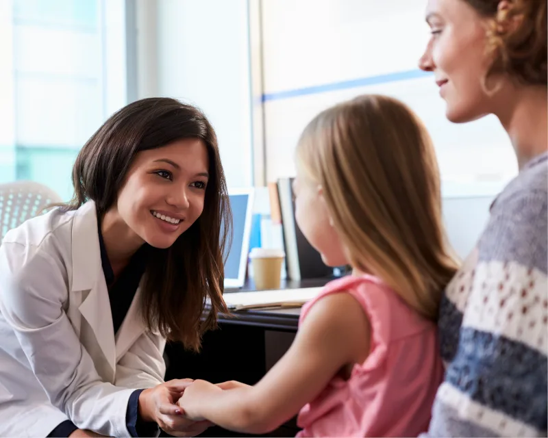 Clinician speaking with a family
