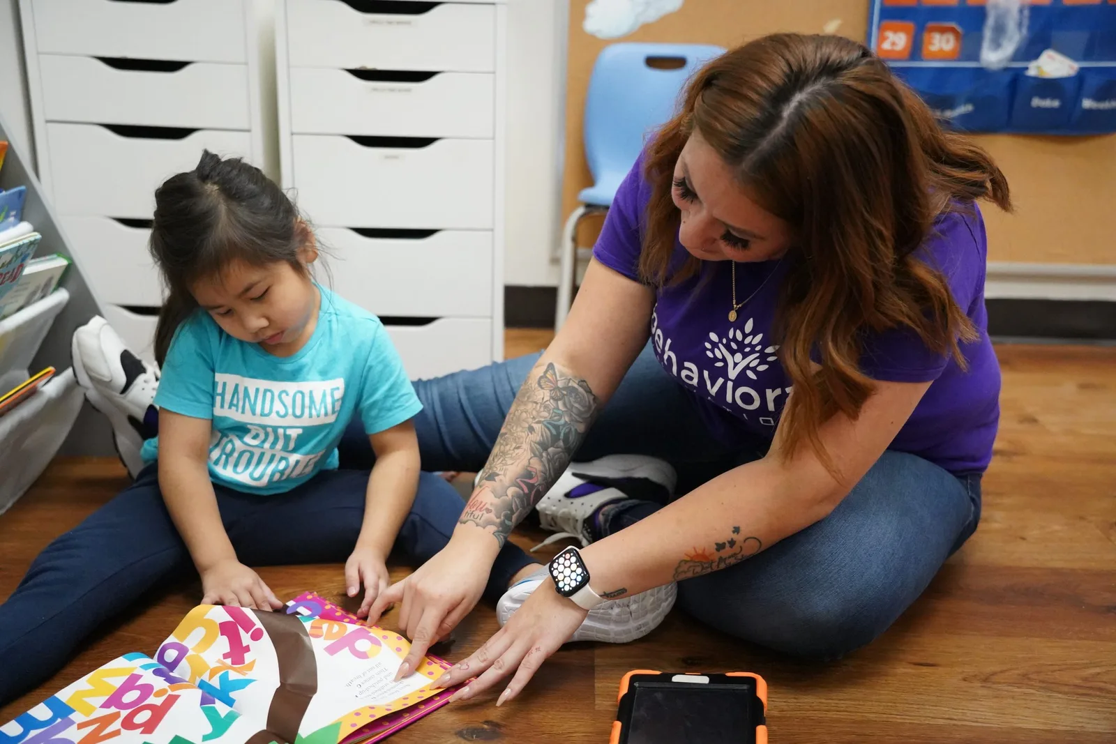 Therapist crafting with a child