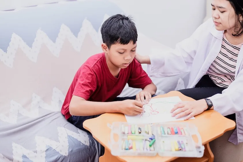 mother and son coloring