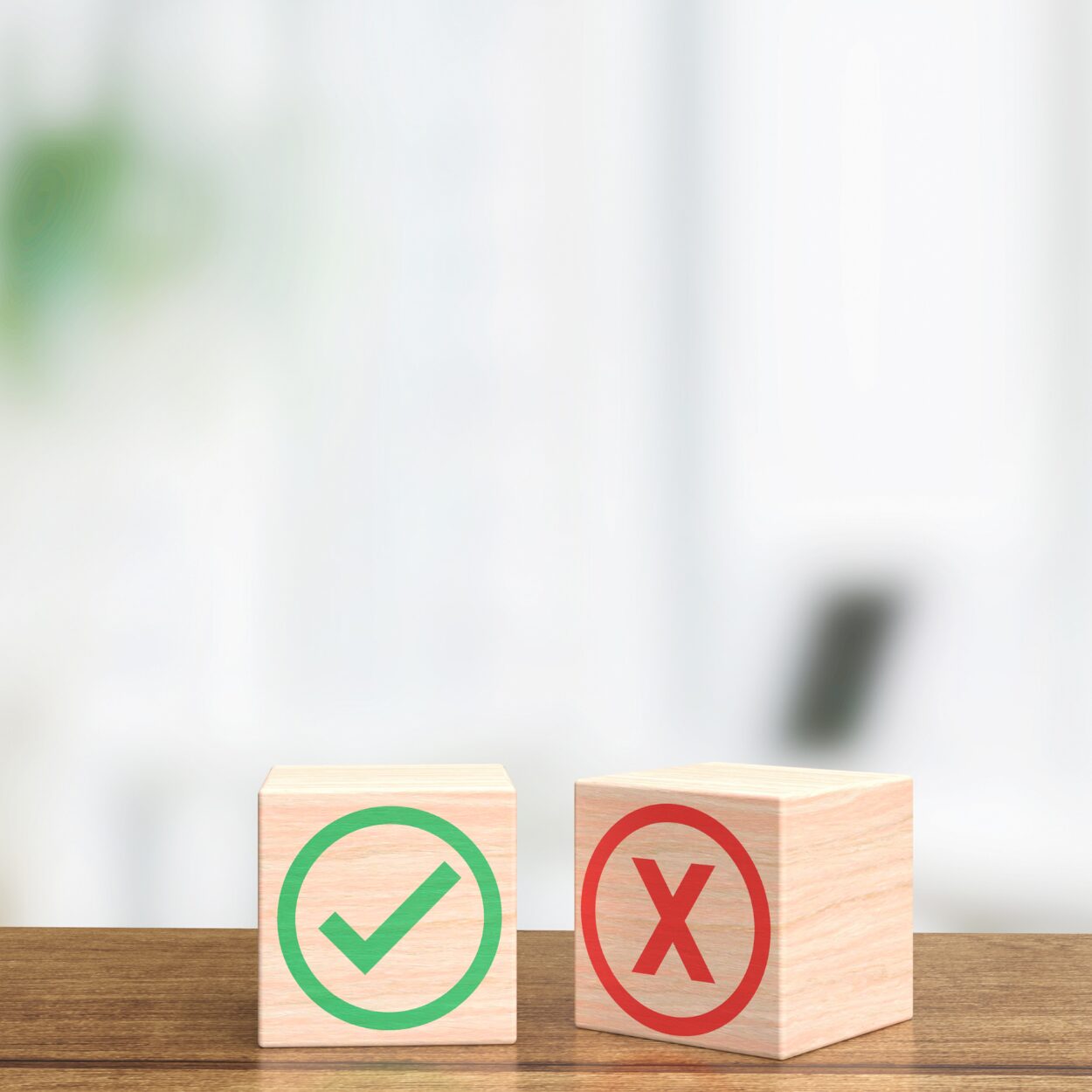 blocks with check and x marks